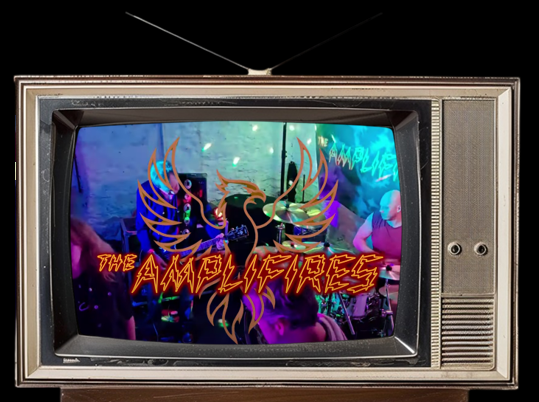 Tv displaying video of the Amplifires